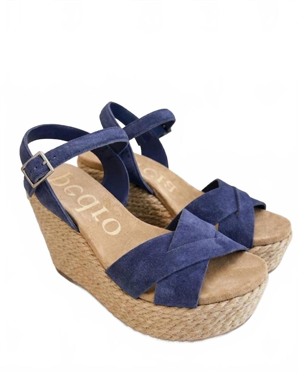 NEW PEDRO GARCIA women's dalys platform wedge sandal in ink castora
